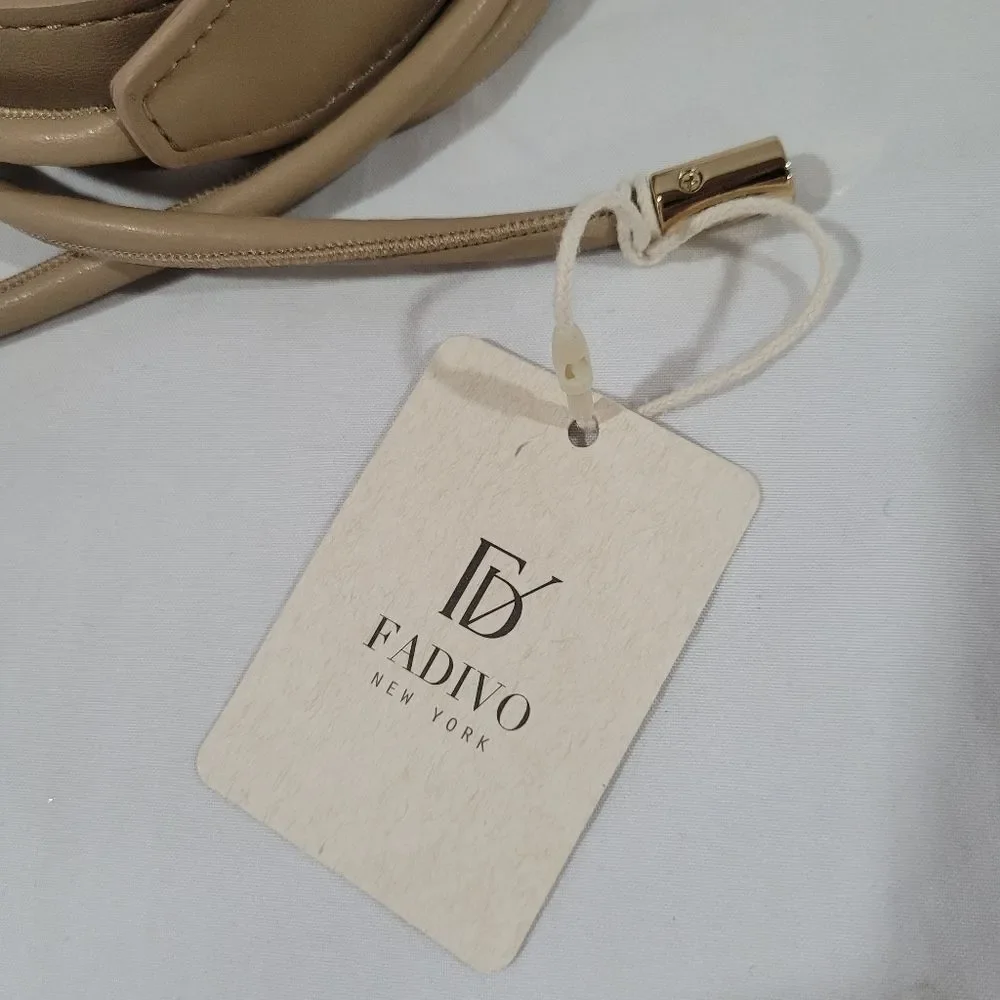Fadivo Women’s OS Tan Tie Wrap Belt 64” NWT Pleather Vegan Leather